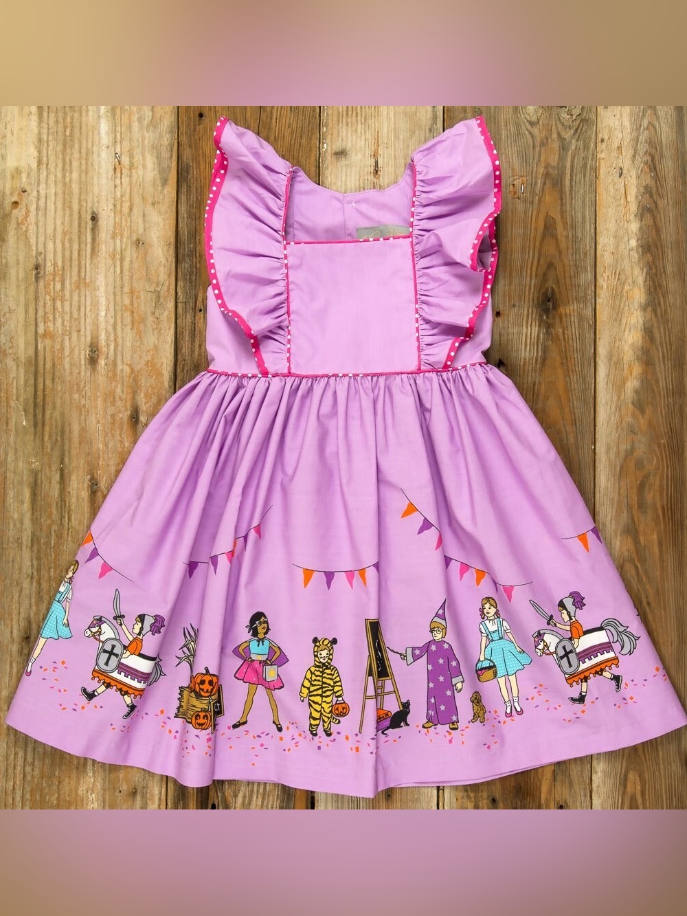 Eleanor Rose Lavender Halloween Parade Dress with Pink Trim